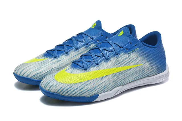 Nike Mercurial Blue Yellow Low-Cut Knit Upper Indoor Soccer Shoes