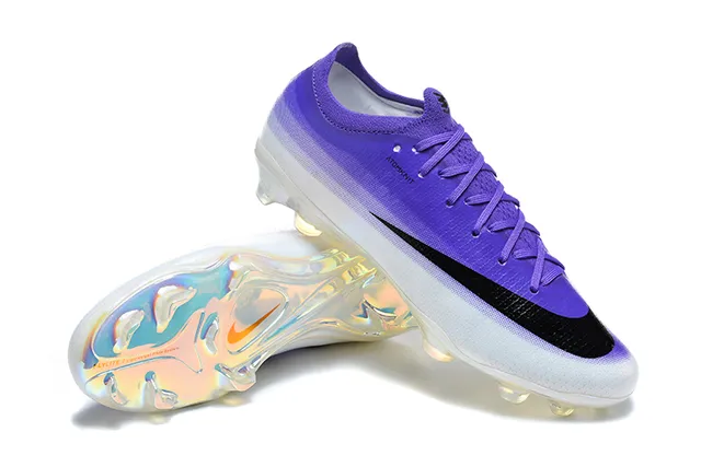 Nike Purple Transparent Knit Upper Iridescent Sole Firm-Ground Soccer Shoes