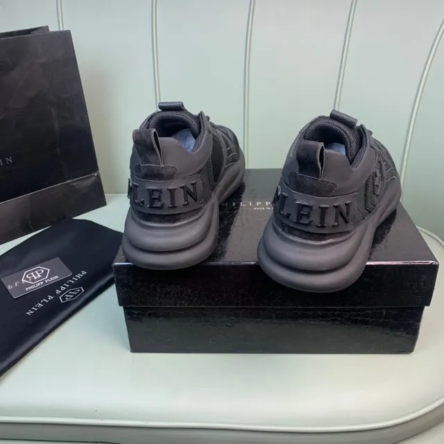 Philipp Plein Black Sole Mixed-Material Upper Chunky Sneakers