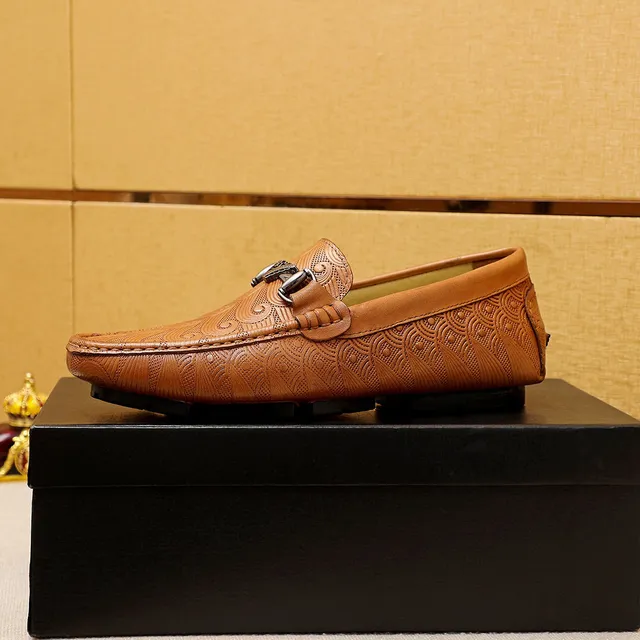 Giorgio Armani Embossed Leather Horsebit Loafers