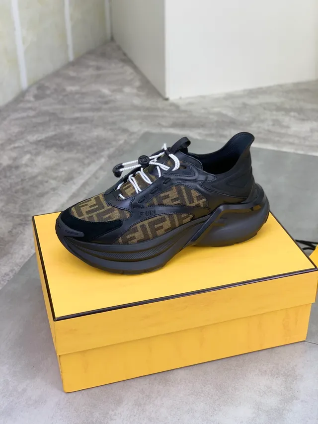 Fendi Runner FF Jacquard Black Brown Chunky Sneakers