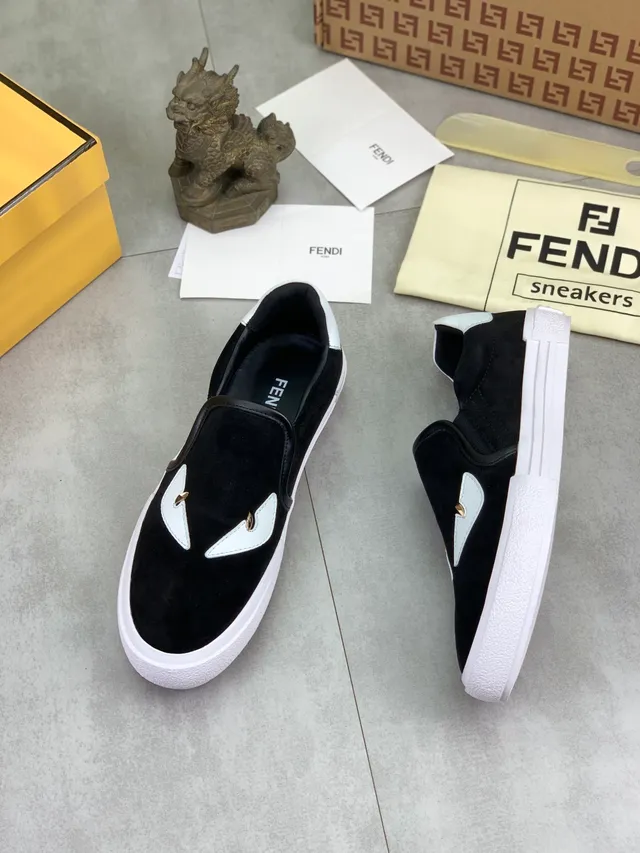 Fendi Monster Eye Suede Slip-On Lifestyle Sneakers