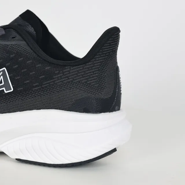 Hoka Black White Engineered Knit Upper Thick Midsole Running Shoes