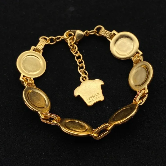 Versace Gold Black Metal Enamel Medusa Heads Bracelet