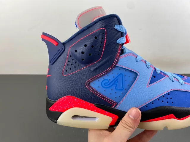 Air Jordan 6 Blue and Red High-Top Basketball Shoes