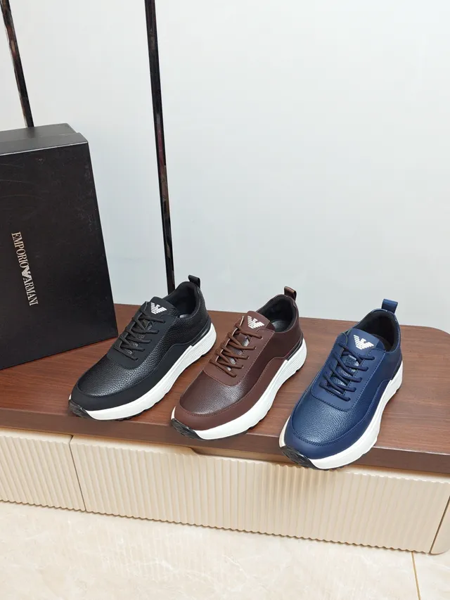 Emporio Armani Navy Leather Lifestyle Sneaker