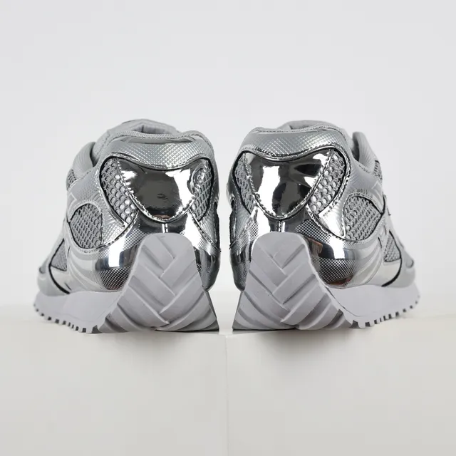 ASICS Silver White Metallic Reflective Overlays Breathable Mesh Upper Lifestyle Sneakers