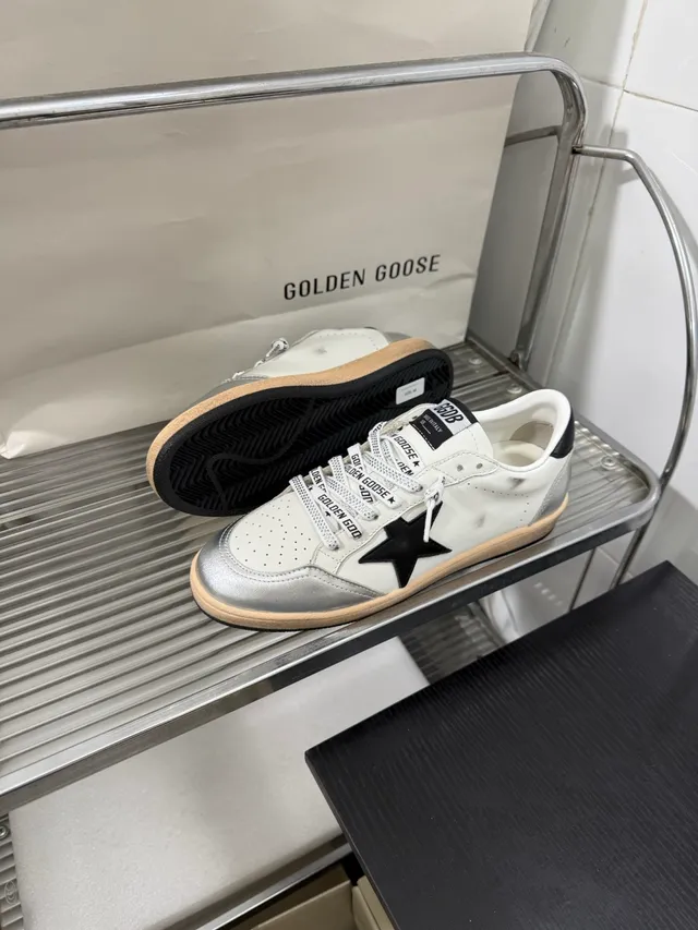 Golden Goose Ball Star White Silver Black Lifestyle Sneakers