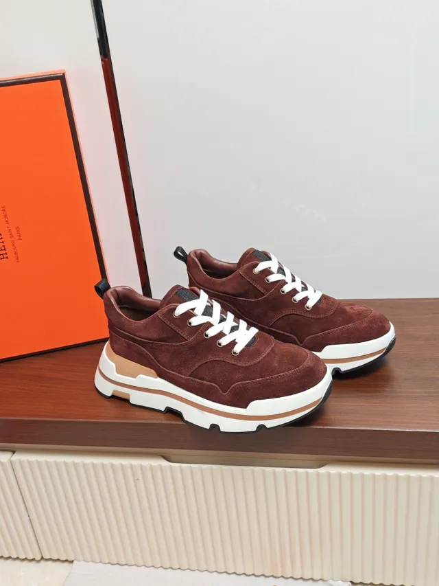 Hermès Brown Suede Chunky Sole Lifestyle Sneakers