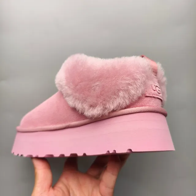 UGG Pink Platform Sole Shearling Cuff Snow Boots