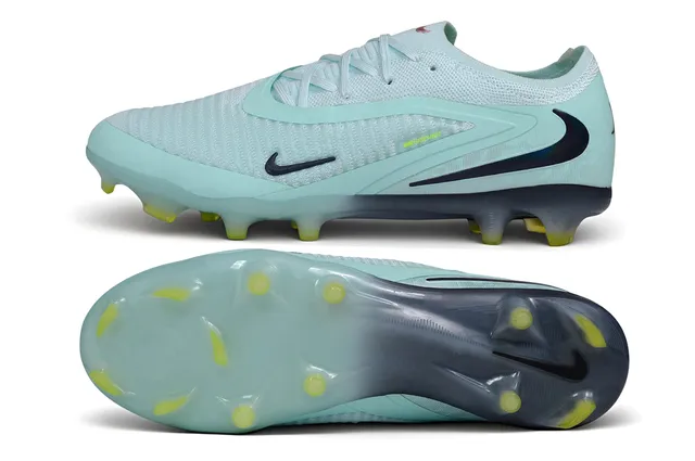 Nike Phantom GT Blue Yellow Knit Upper Translucent Sole Firm-Ground Soccer Shoes