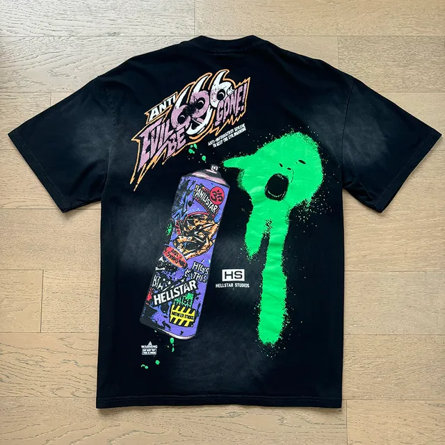 Hellstar Graphic-Print Spray-Paint Aesthetic T-Shirt