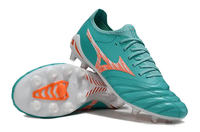 Mizuno Blue Orange Low-Cut Synthetic Leather Upper Firm-Ground Soccer Shoes