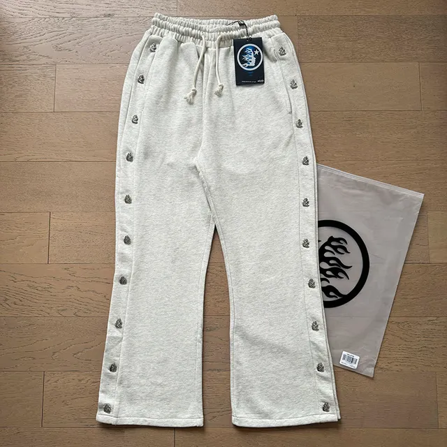 Gray Silver Heather Fleece Side-Row Metallic Embellishments Sweatpant