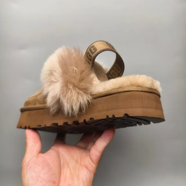 UGG Brown Beige Platform Sole Suede Upper Loafer