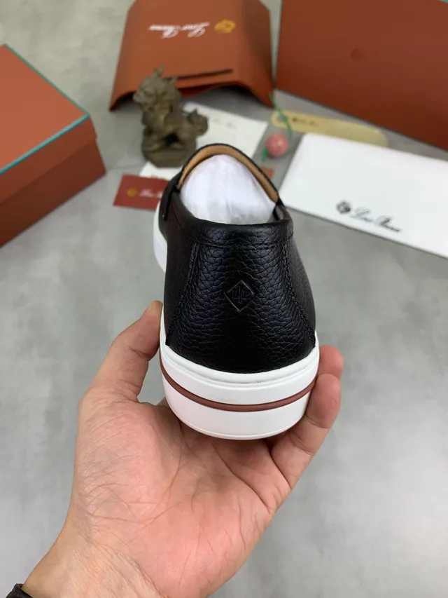 Black White Pebbled Leather Penny Strap Loafer