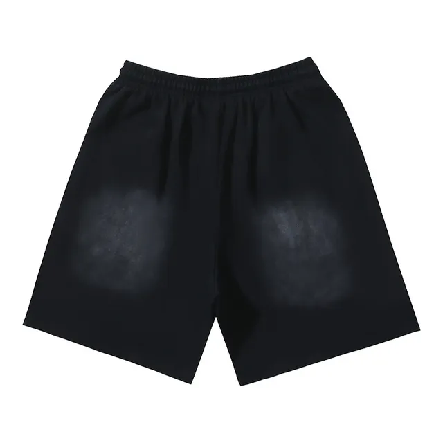 Black Graphic-Print Drawstring Waist Shorts