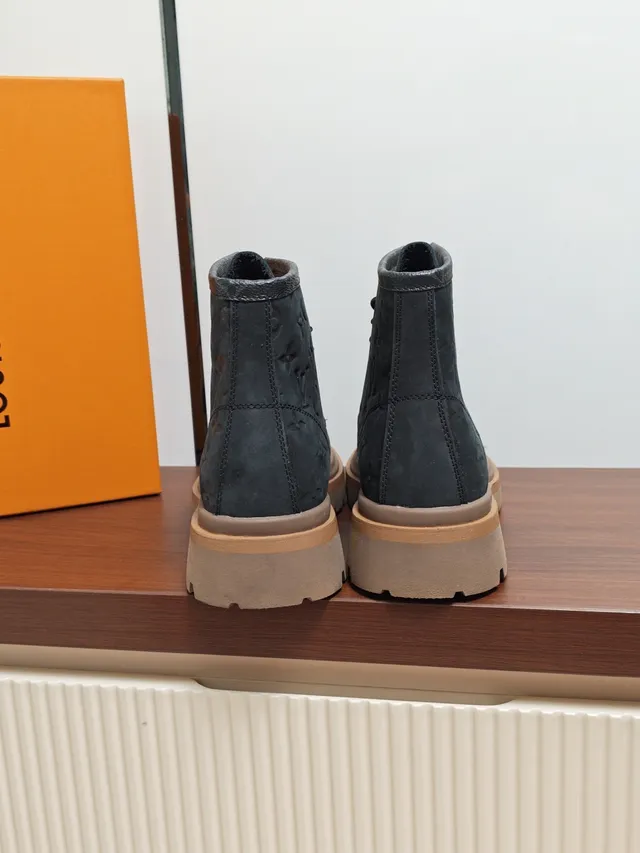 Louis Vuitton Monogram-Embossed Suede Ankle Boot