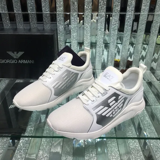 Giorgio Armani EA7 White and Silver-Gray Mesh Lifestyle Sneaker