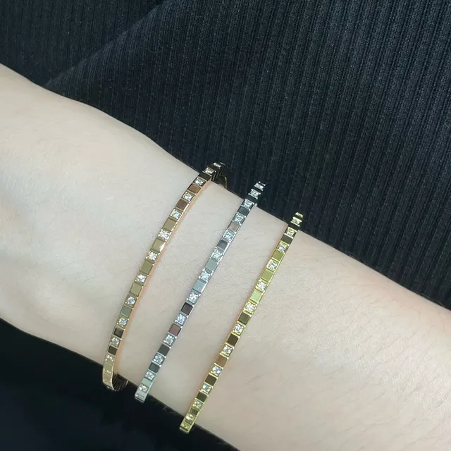 Chopard Geometric Pavé-Set White Metal Bangle Bracelet