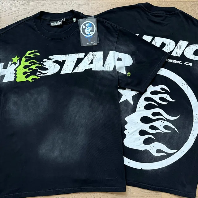 Hellstar Flame Graphic Washed Black T-Shirt