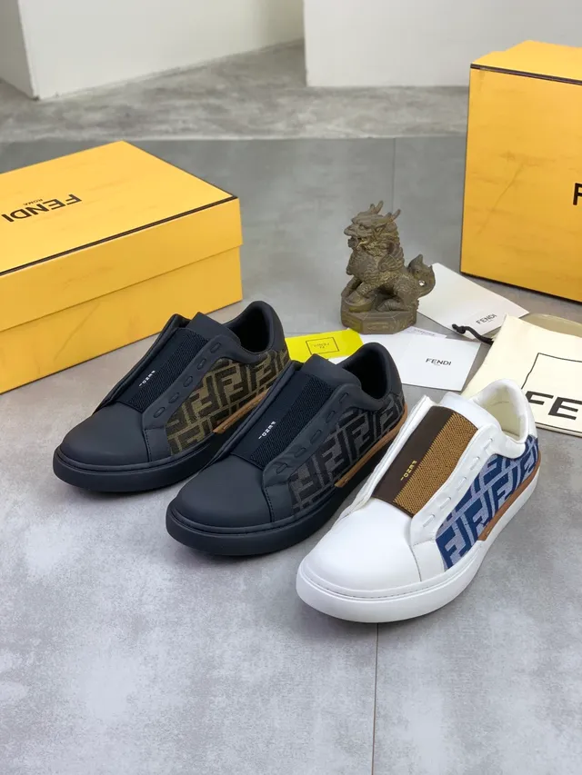 Fendi Speed Trainer Black FF Monogram Slip-On Lifestyle Sneakers