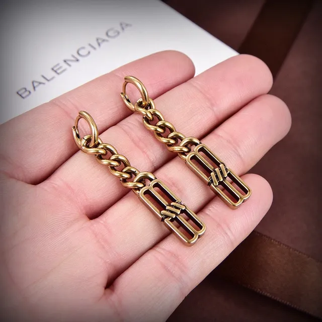 Balenciaga Gold Silver Curb Chain Rectangular Bar Hardware Bracelet