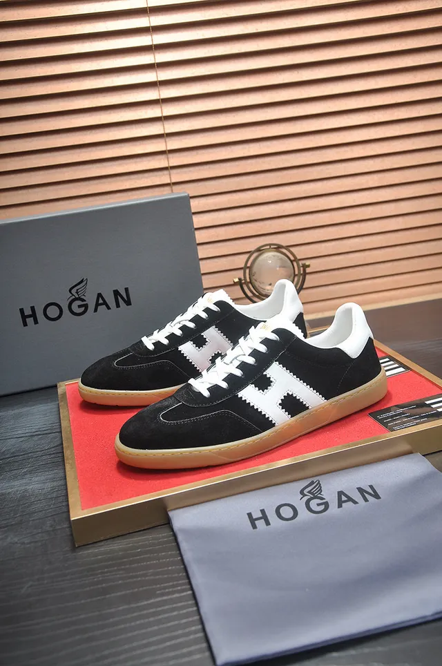 Hogan Black White Suede Upper Gum Sole Lifestyle Sneakers