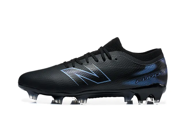 New Balance Furon Black Blue Low-Cut Knit Upper Molded Conical Studs Firm-Ground Soccer Shoes