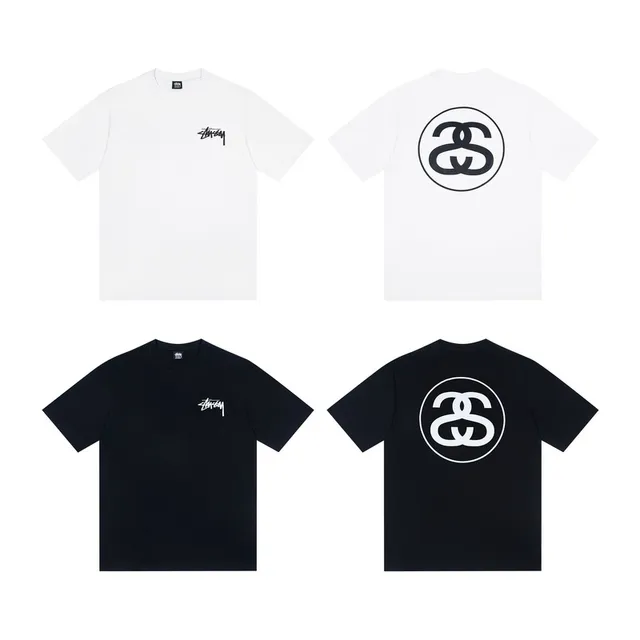 Stussy White Black Crew Neck Short Sleeve T-Shirt