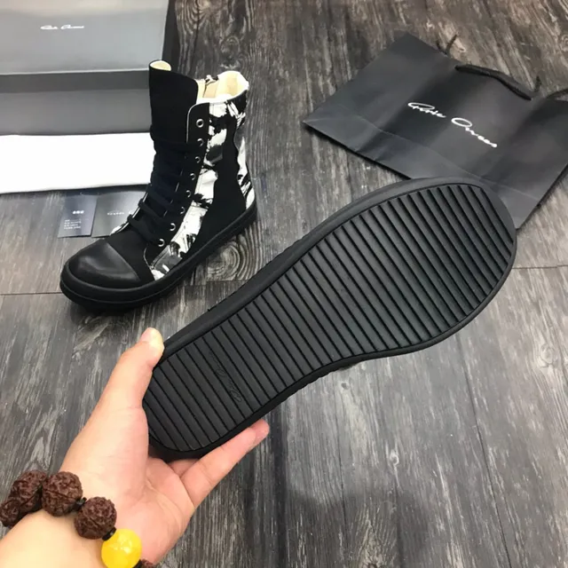 Black and White Abstract Print High-Top Martin Boot