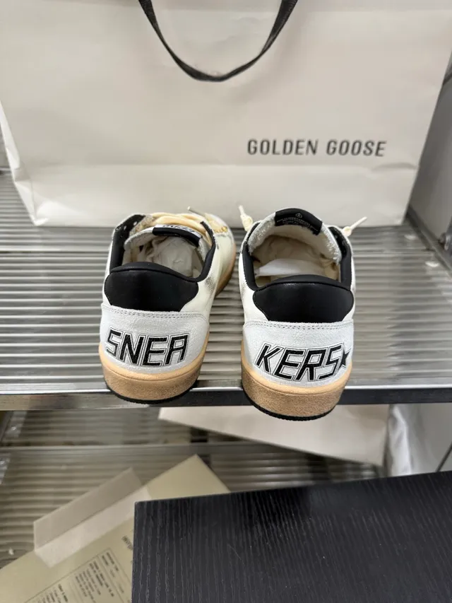 Golden Goose Ball Star Off-White Distressed Leather Lifestyle Sneakers