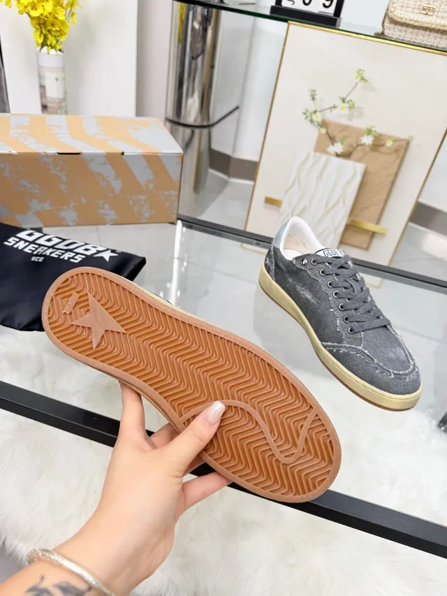 Golden Goose Super-Star Distressed Denim Gray Lifestyle Sneakers