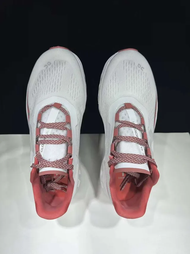 On Cloudmonster White Pink Running Shoes