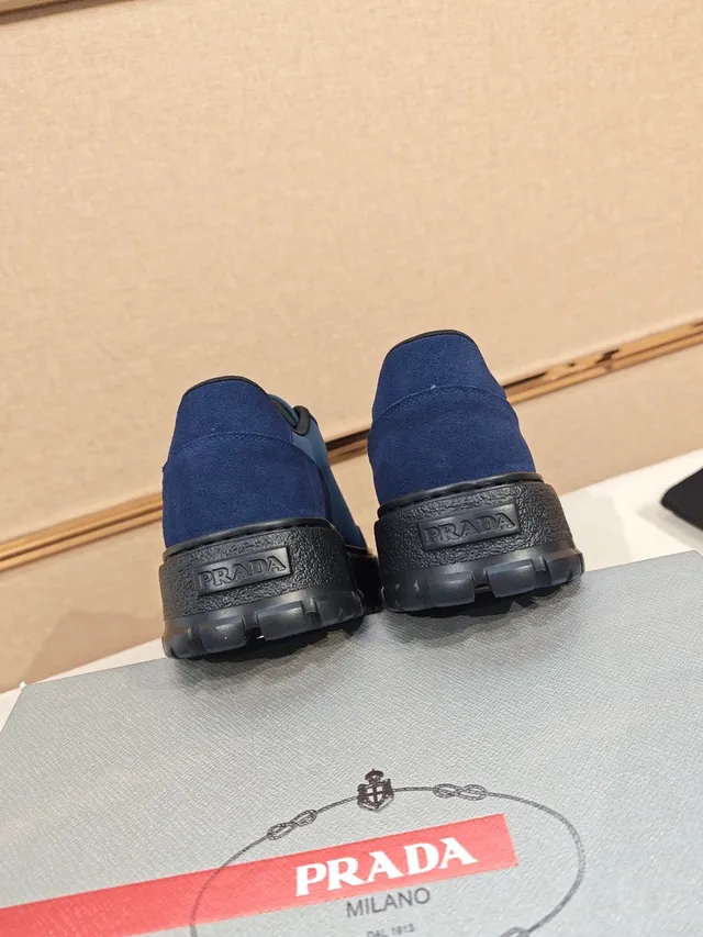 Prada Cloudbust Navy and Teal Platform Lifestyle Sneakers