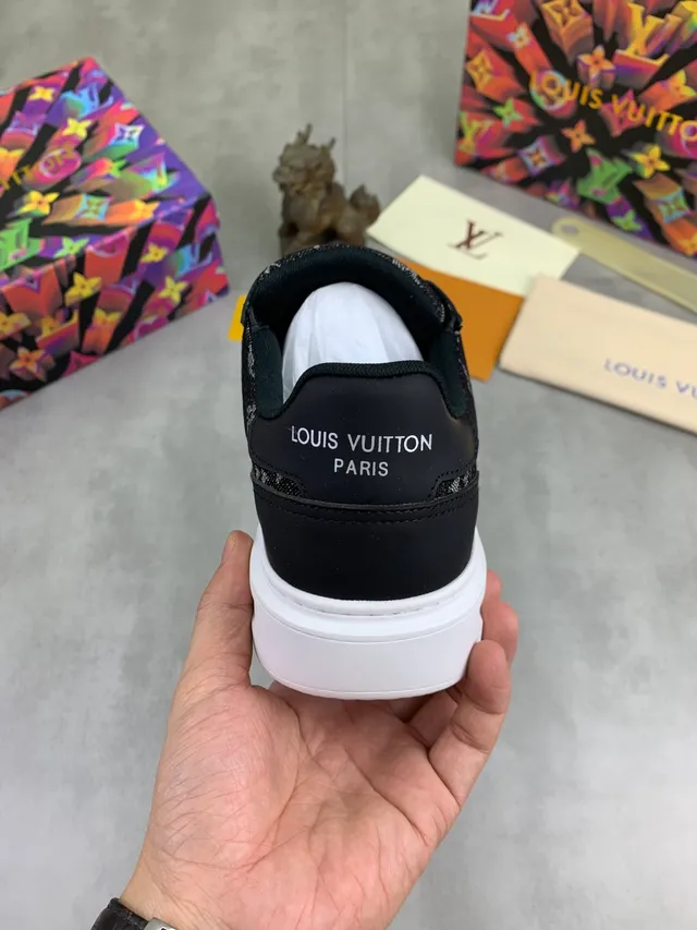 Louis Vuitton LV Trainer Black White Monogram-Print Canvas Leather Overlays Lifestyle Sneakers
