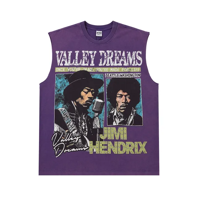 Purple and Black Jimi Hendrix Graphic Vest Top