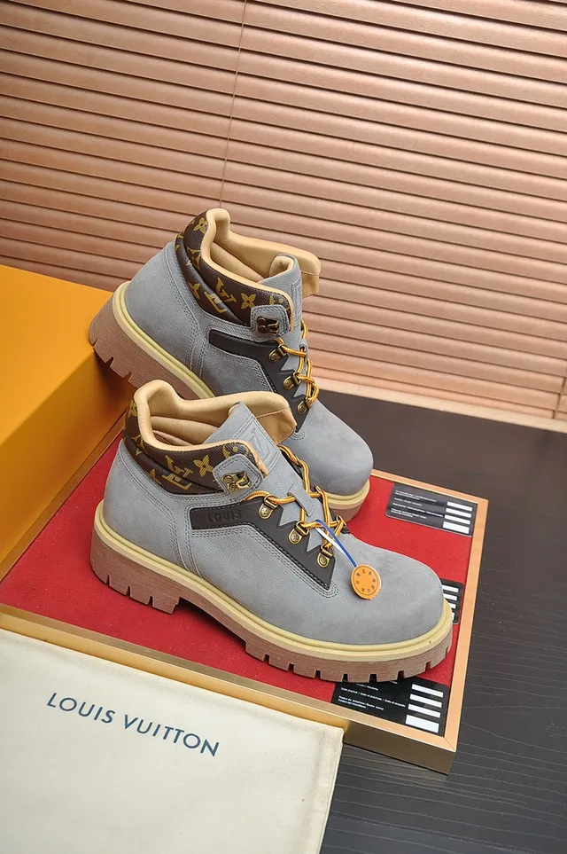 Louis Vuitton Trail Gray Suede and Monogram Work Boots