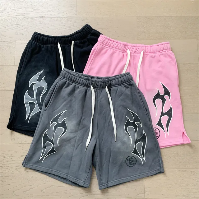 Tribal Flame Graphic Drawstring Shorts