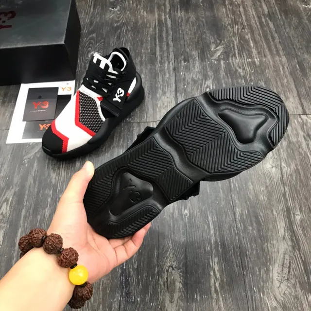 Y-3 Qasa Black Red Knit Upper Midfoot Strap Lifestyle Sneakers