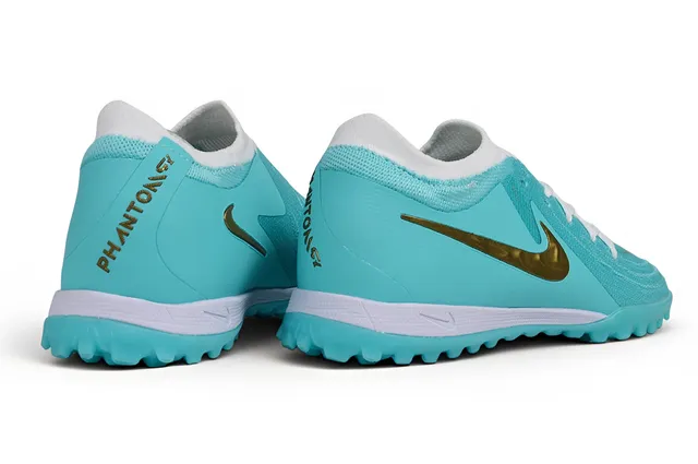 Nike Blue Gold Knit Upper Low-Cut Collar Turf Soccer Shoes
