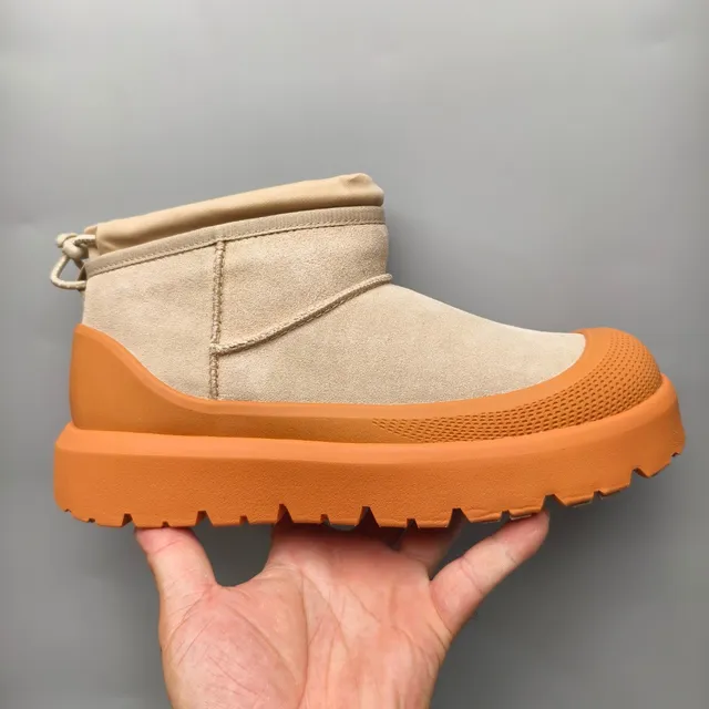 UGG Tasman Beige Orange Slip-On Suede Upper Snow Boots