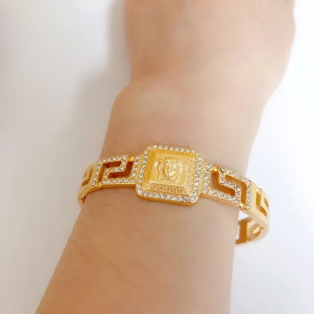 Versace Gold Silver Pavé-Crystal Bracelet