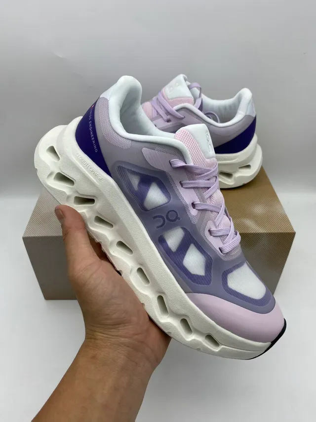 On Beige Gray Sculpted Open-Cell Midsole Mesh And Synthetic Overlay Upper Running Shoes