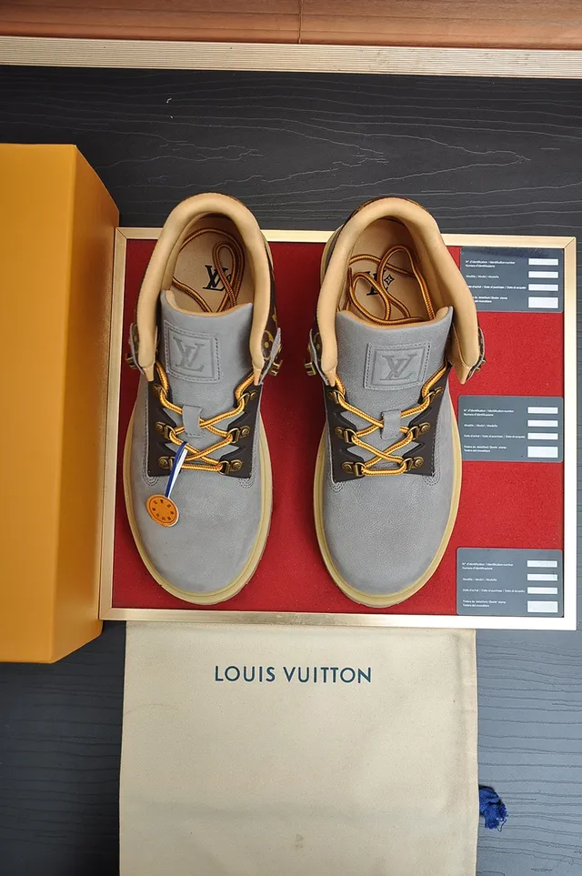 Louis Vuitton Trail Gray Suede and Monogram Work Boots