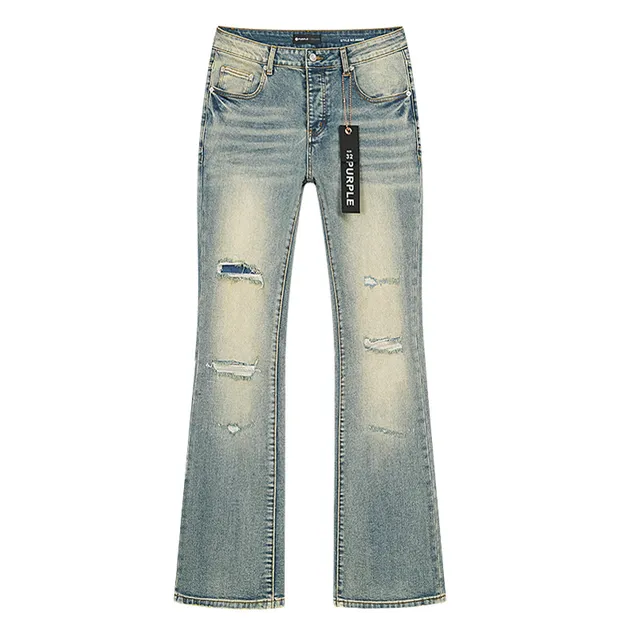 Purple Brand Distressed Light-Wash Flared Jeans