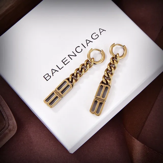 Balenciaga Gold Silver Curb Chain Rectangular Bar Hardware Bracelet