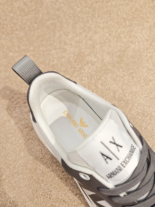 Armani Exchange AX Monogram Gray and White Lifestyle Sneakers