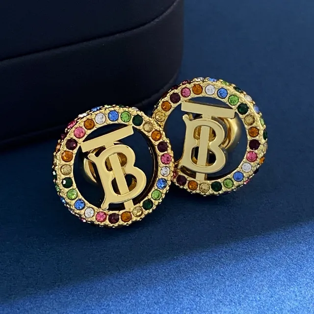 Burberry Monogram Crystal Cufflinks Gold Multicolor Jewelry