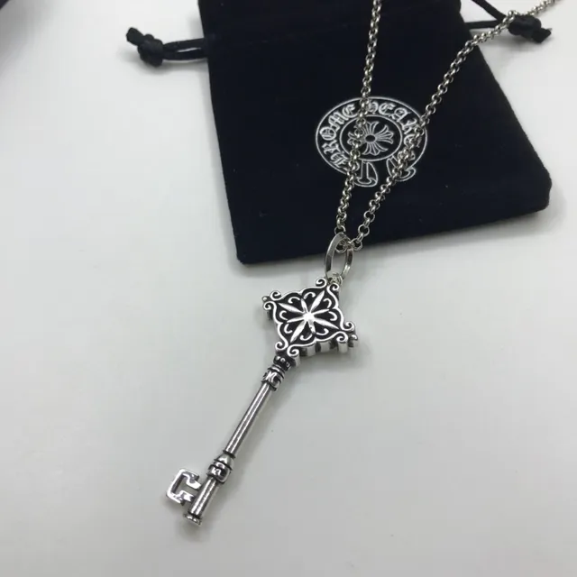 Chrome Hearts Key Pendant Silver-Toned Filigree Necklace
